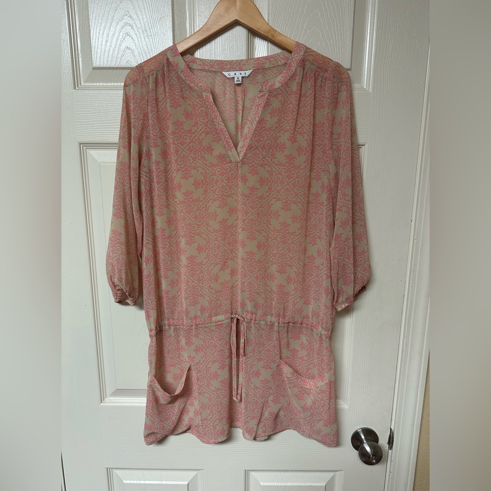 CABI Poolside Tunic Top With Pockets Size Small